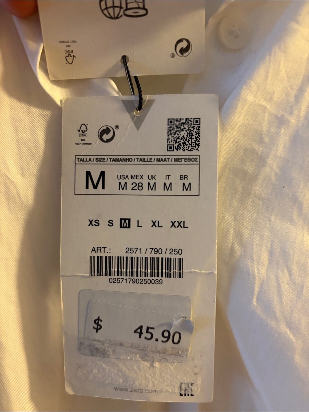 Zara White Button-Front Shirt Dress with Drawstring Waist - Picture 2 of 5